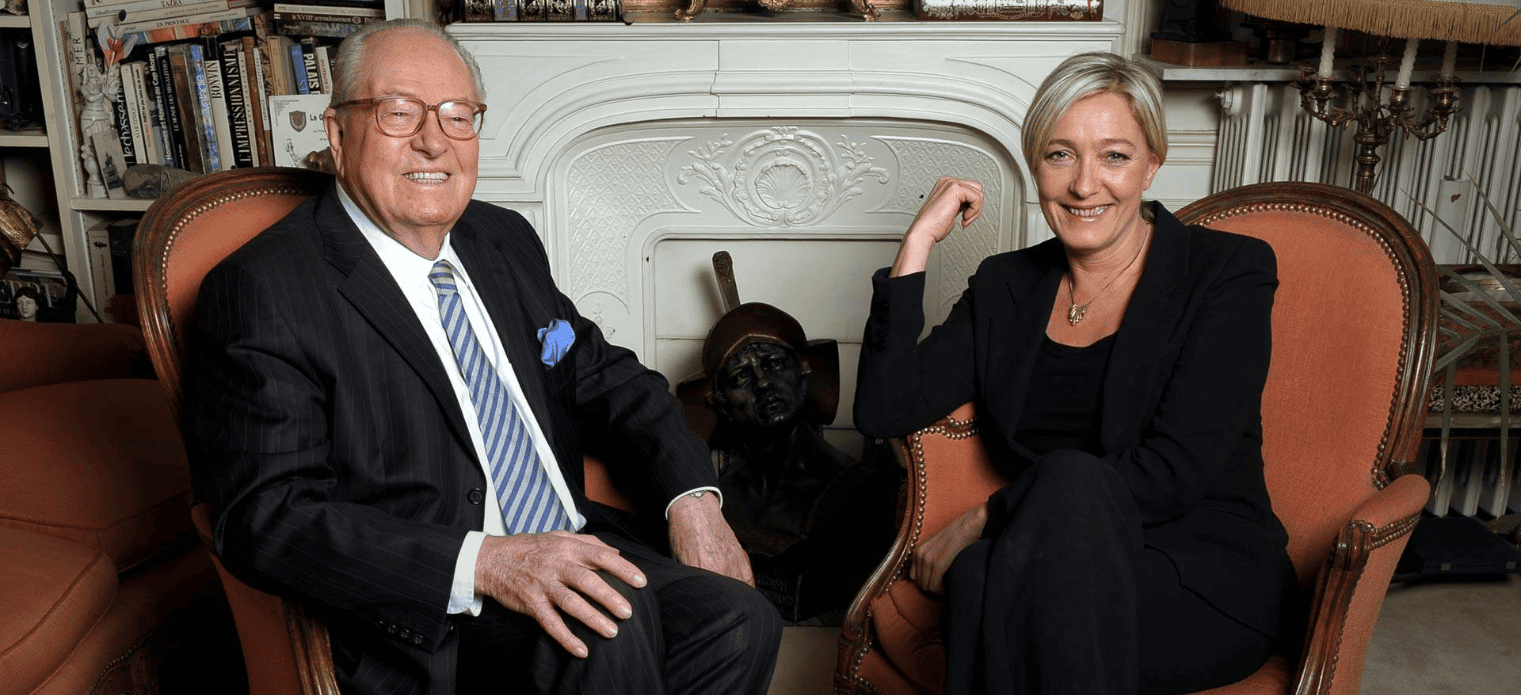 Imagem de Marine Le Pen e seu pai, Jean Marie Le Pen.