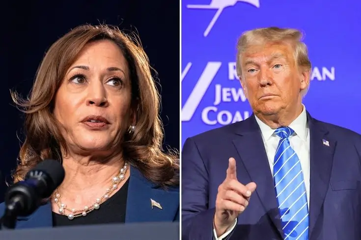Principais candidatos do última eleição: Kamala Harris (Democrata) e Donald Trump (Republicano), levando ao Trump ao seu Segundo mandato.